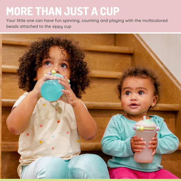 Melii Abacus Sippy Cup With Flip Top Doubles as a Toy, 340 ml - Blue