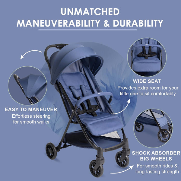 Chicco Urbino Stroller with One Hand Fold & Extendable Canopy with UV 50+ Protection - 0 to 4Y