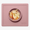 EzPz Happy Bowl 100% Food Grade Silicone Suction Bowl with Built In Placemat - Blush