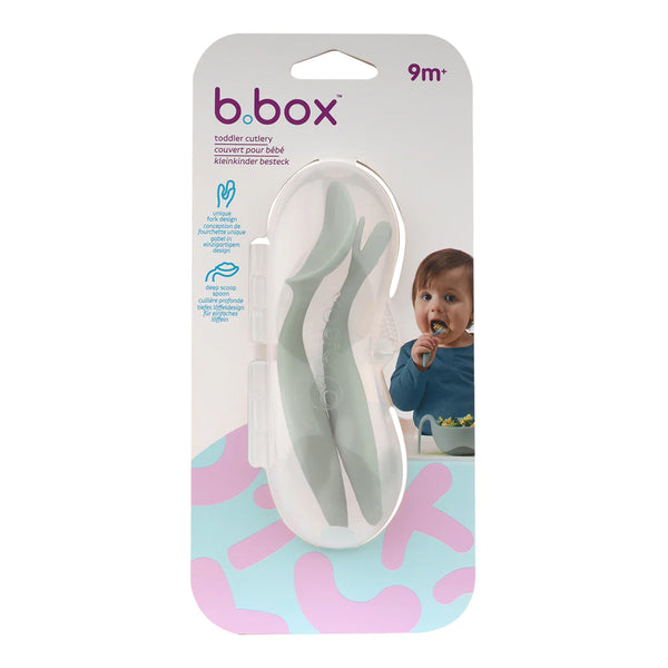 B.Box Toddler Cutlery Set Spoon and Fork - Sage Green