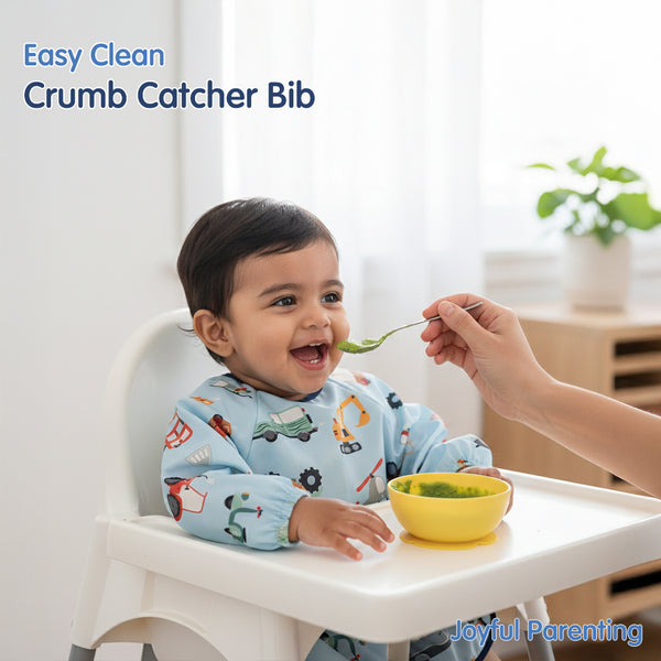 Hopop Easy Clean Waterproof Full Sleeve Baby Bib with Food Catcher Pocket - Dezine Kids