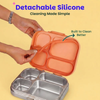 Basil 4 Compartment Stainless steel Lunchbox with Plastic lid - Coral Swirl