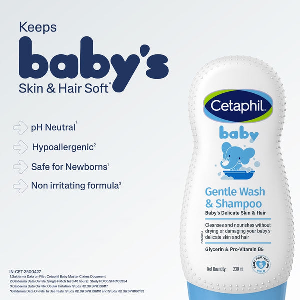 Cetaphil Baby Gentle Wash & Shampoo With Glycerin & Panthenol - 230 ml - Dezine Kids