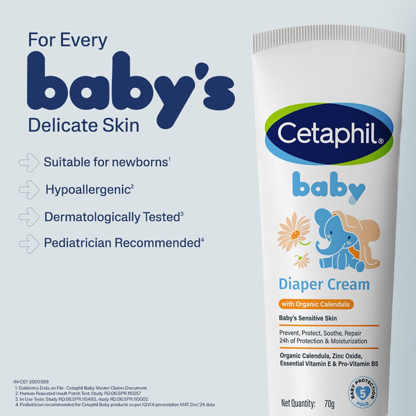 Cetaphil Baby Diaper Rash Cream with Organic Calendula - 70 g - Dezine Kids