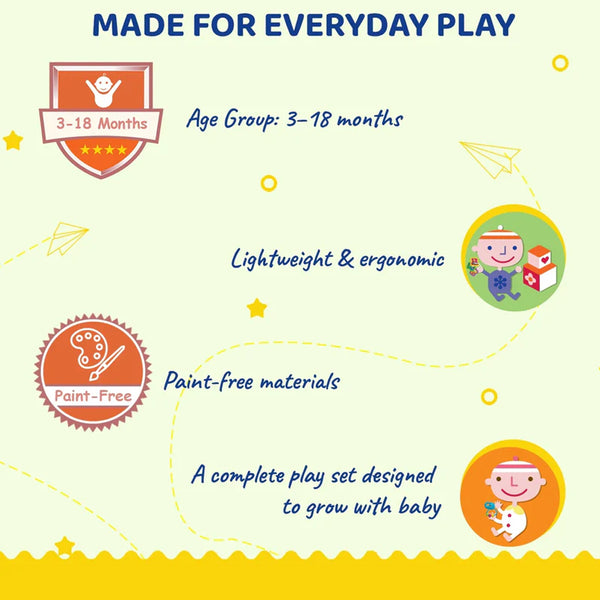 Chicco Play & Grow Set Rattle Toy Gift for Baby Shower & Baby Birthday - Pack of 5