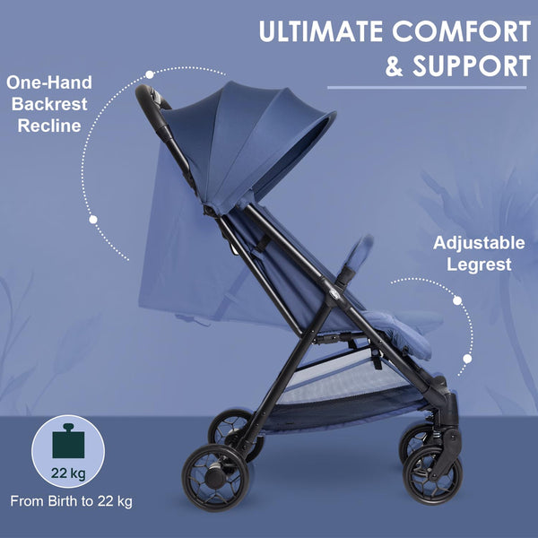 Chicco Urbino Stroller with One Hand Fold & Extendable Canopy with UV 50+ Protection - 0 to 4Y