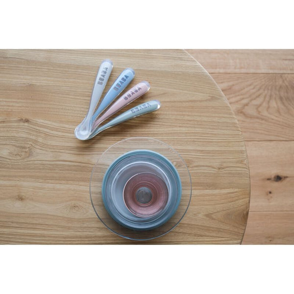 Beaba Set of 4 Easy-Grip 1st Stage Silicone Spoons eucalyptus - Dezine Kids