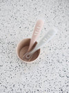 Beaba Set of 2 Easy-Grip 1st Stage Silicone Spoons - Vintage Pink/Light Mist - Dezine Kids