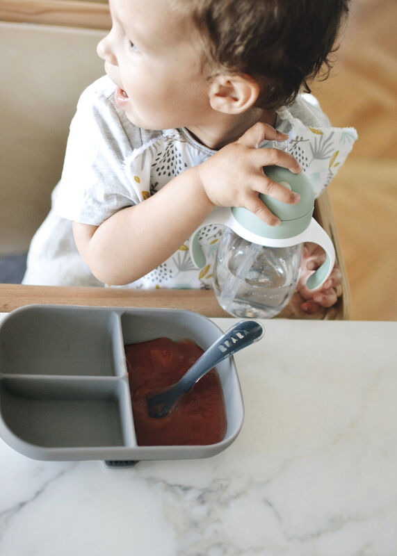 Beaba Divided silicone plate - Mineral Grey - Dezine Kids