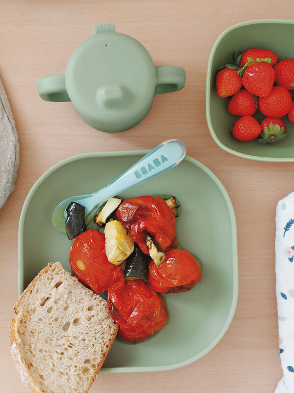Beaba Silicone Suction Plate - Sage Green - Dezine Kids