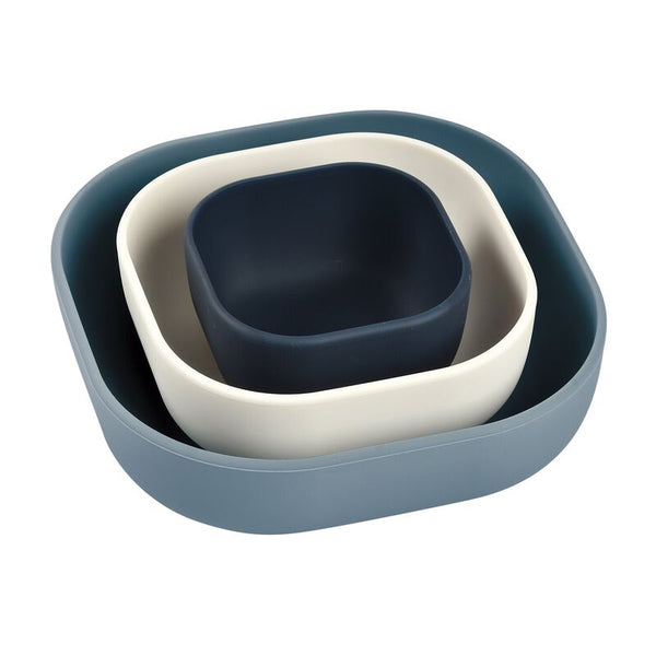 Beaba Silicone 3 piece nesting bowl set -Night Blue - Dezine Kids