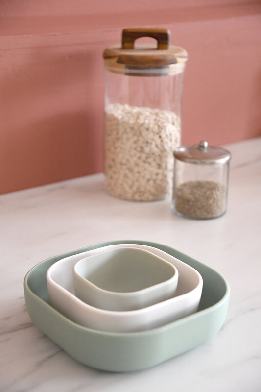 Beaba Silicone 3 piece nesting bowl set - Sage Green - Dezine Kids