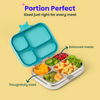 Basil 4 Compartment Stainless steel Lunchbox with Plastic lid - Teal Garden