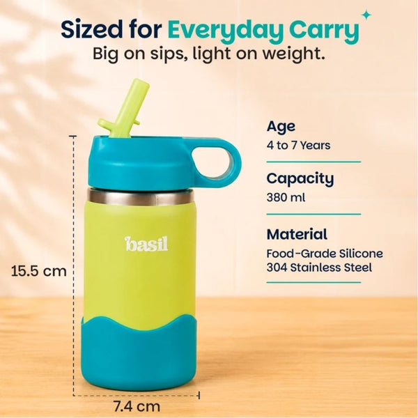 Basil Insulated Stainless steel Sipper with Loop Handle- Lagoon