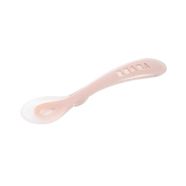 Beaba 2nd Stage Silicone Spoon with Ultra Soft Tip, Gum Friendly, Ergonomic Handles - Cotton Candy - Dezine Kids