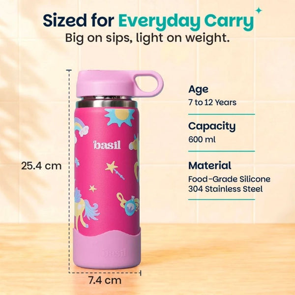 Basil Insulated Stainless steel Sipper with Loop Handle- Pixie Dash