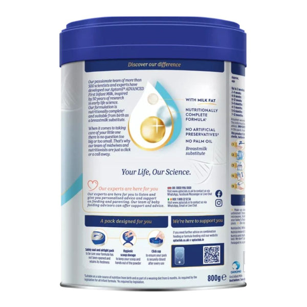 Aptamil Advanced First Infant Milk Formula Stage 1, 0 to 6 Months - 800g