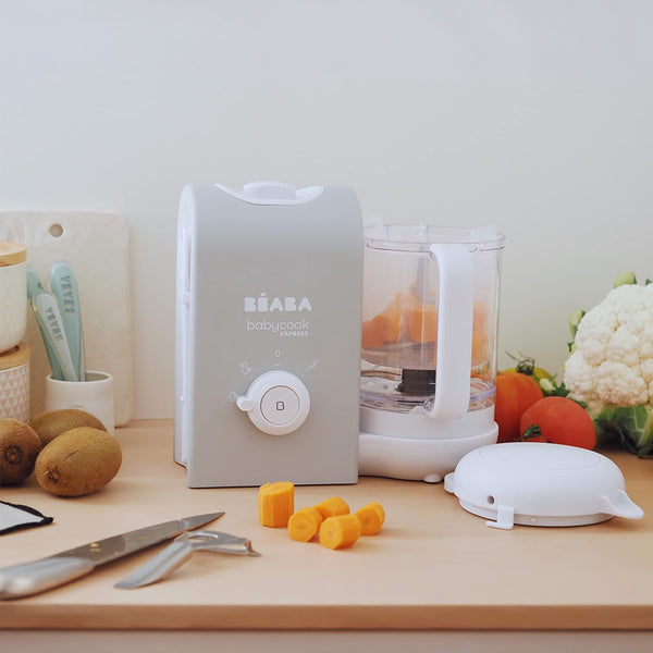 Beaba Babycook Express Multifunctional Baby Food Processor, Blender, Steamer, Sterilizer and Cooker - Velvet Grey