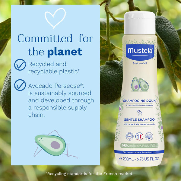 Mustela Gentle Baby Shampoo Tear Free Daily Shampoo with 93% Plant Based Ingredients - 200 ml