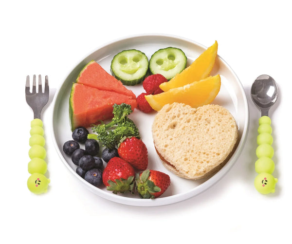 Melii Silicone & Stainless Steel Caterpillar Spoon & Fork Set - Dezine Kids