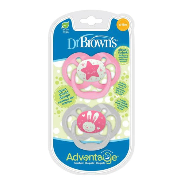 Pink Advantage Pacifiers (Stage 2) Glow In The Dark | Pack Of 2