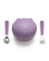 Melii Silicone Bowl With Lid, Spoon & Fork, Airtight & Leakproof Lid - Cat