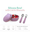 Melii Silicone Bowl With Lid, Spoon & Fork, Airtight & Leakproof Lid - Cat
