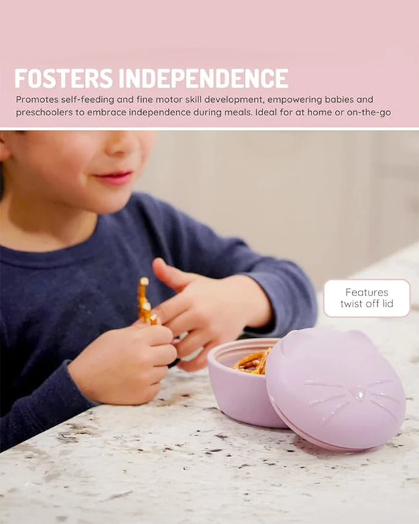 Melii Silicone Bowl With Lid, Spoon & Fork, Airtight & Leakproof Lid - Cat
