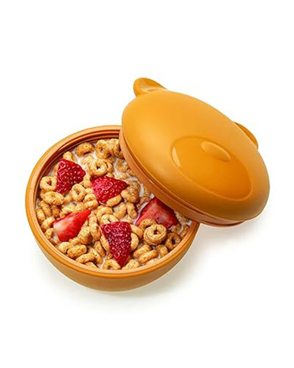 Melii Silicone Bowl With Lid, Spoon & Fork, Airtight & Leakproof Lid - Bear