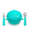 Melii Silicone Bowl With Lid, Spoon & Fork, Airtight & Leakproof Lid - Shark