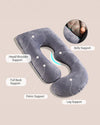 Momcozy G shaped Pregnancy Pillow - Grey Velvet