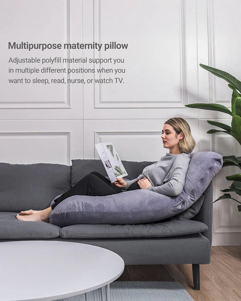 Momcozy G shaped Pregnancy Pillow - Grey Velvet