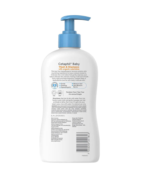 Cetaphil Baby Wash & Shampoo With Organic Calendula - 400 ml - Dezine Kids