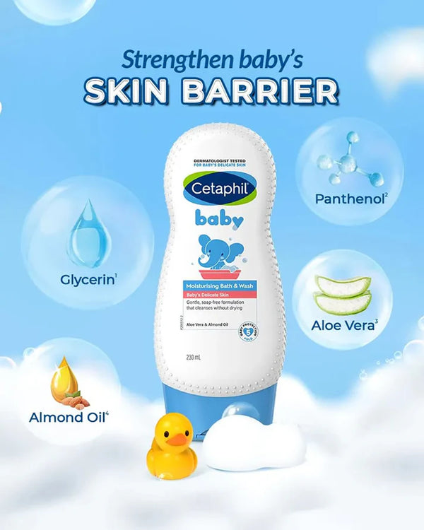 Cetaphil Baby Moisturising Bath & Wash Aloe Vera & Almond - 230 ml - Dezine Kids