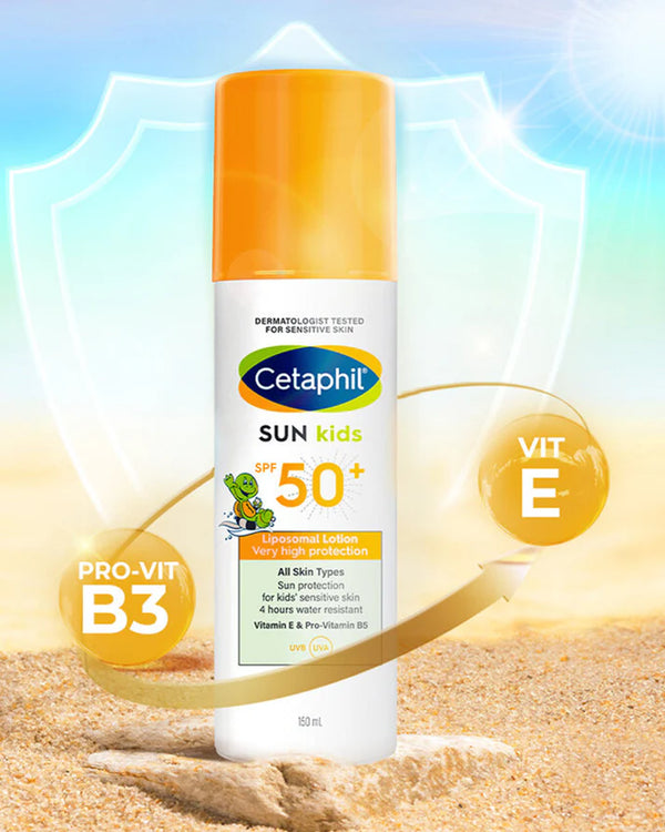 Cetaphil Sun Kids Liposomal Lotion SPF 50+ Sunscreen with Water Resistant, Hypoallergenic & Fragrance Free - 150 ml