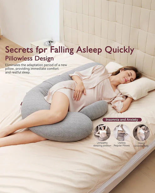 Momcozy F Shaped Pregnancy Pillow with Air Layer - Grey