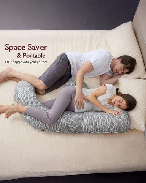 Momcozy F Shaped Pregnancy Pillow with Air Layer - Grey