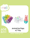 Melii 6 Piece Animal Ice Pops With Tray Feeding Accessories BPA Free Silicone Moulds (6M+) - Multicolor