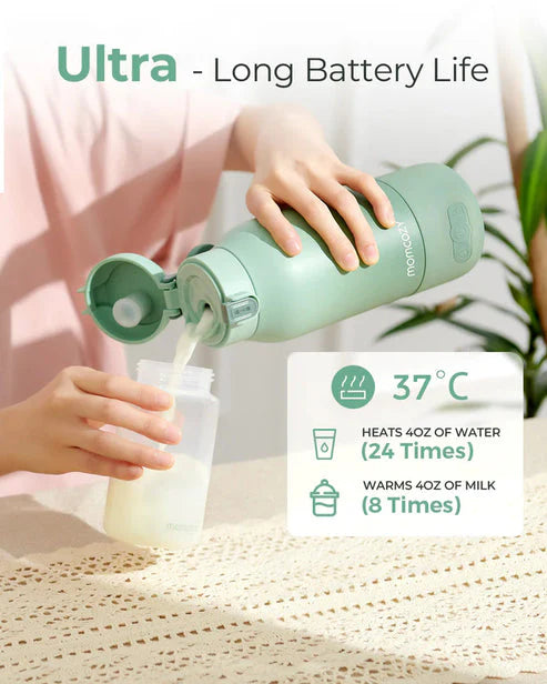 Momcozy Superfast Portable Breast Milk & Water Warmer, Fast Heating, Rechargeable & Travel Friendly - Green