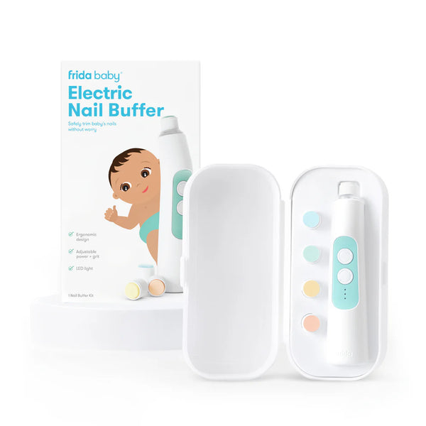 Frida Baby Electric Nail Buffer, Safe + Easy Baby Nail File, Nail Trimmer Kit for Newborn, Toddler, Children - White