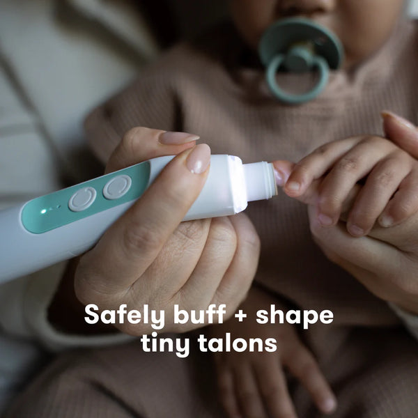 Frida Baby Electric Nail Buffer, Safe + Easy Baby Nail File, Nail Trimmer Kit for Newborn, Toddler, Children - White