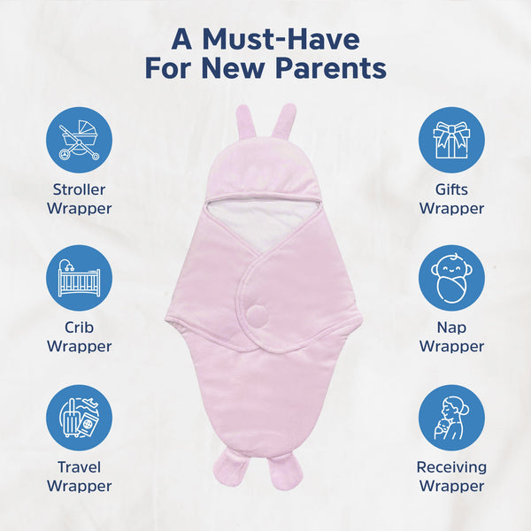 Hopop Baby Soft Fleece Hooded Wrapper Blanket - Dezine Kids