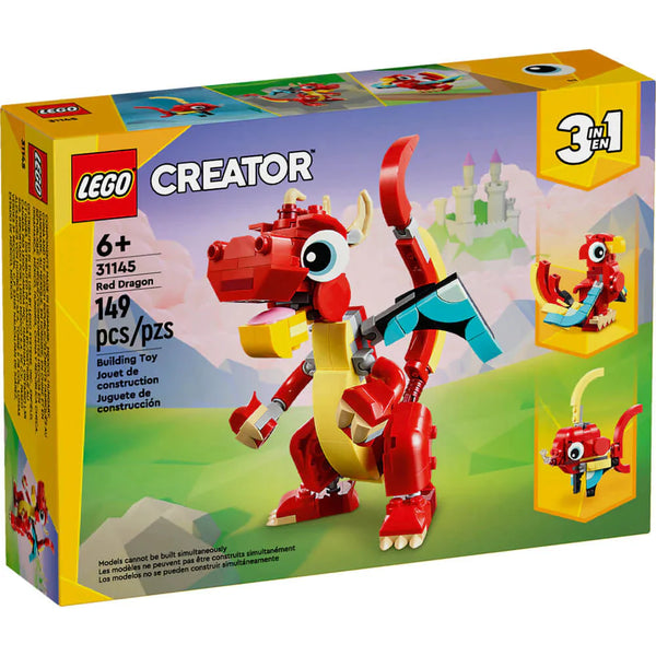 Lego Creator Red Dragon 3 in 1 Animal Toy Set, 149 Pieces - Dezine Kids