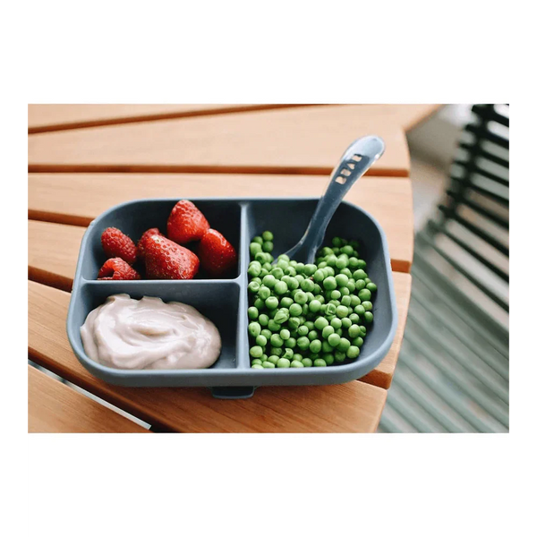 Beaba Divided silicone plate - Mineral Grey - Dezine Kids