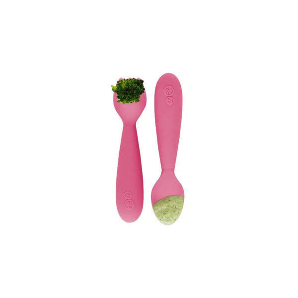 EzPz Mini Utensils for Toddlers (Spoon & Fork) - Pink