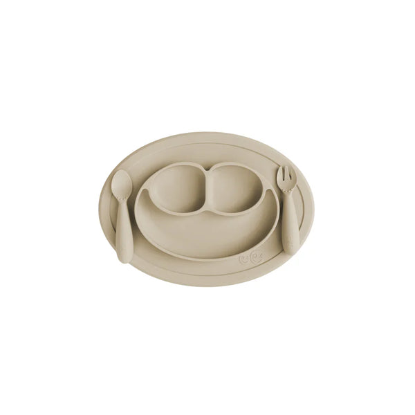 EzPz Mini Feeding Set for Toddlers (Mat, Spoon & Fork)- Oat