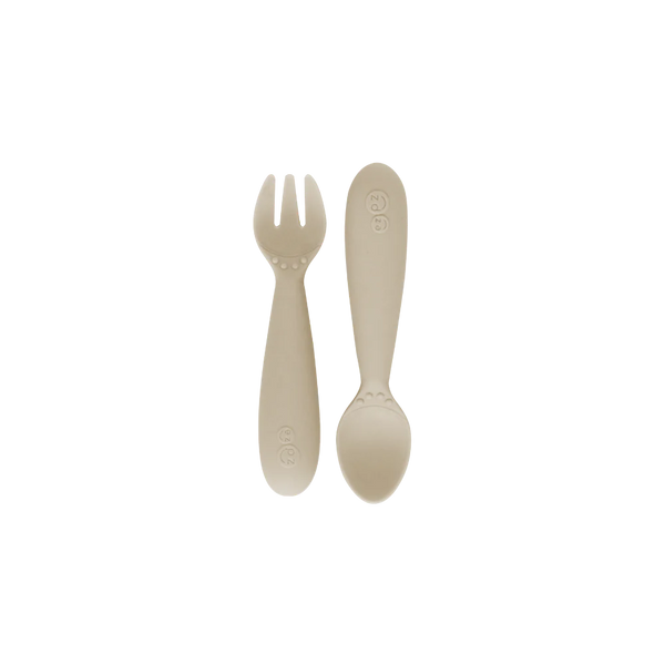 EzPz Mini Utensils for Toddlers (Spoon & Fork) - Oat