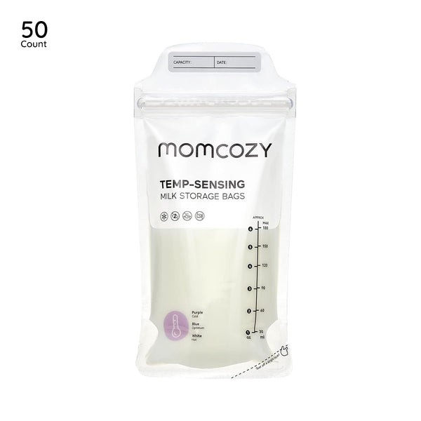 Momcozy Breastmilk Storage Bags, No Leak Easy Seal Disposable Freezer Safe with Measurement Markings, 180 ml - Pack of 50