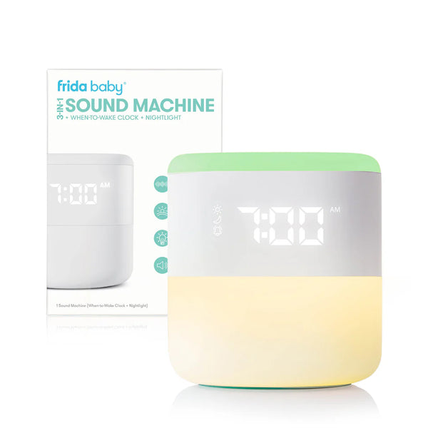 Frida Baby 3-in-1 Alarm Clock + Sound Machine + Nightlight , Wake Up Light Sunrise Alarm Clock, Noise Soother, Sleep Trainer - White