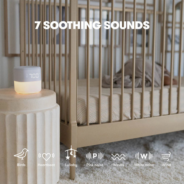 Frida Baby 3-in-1 Alarm Clock + Sound Machine + Nightlight , Wake Up Light Sunrise Alarm Clock, Noise Soother, Sleep Trainer - White